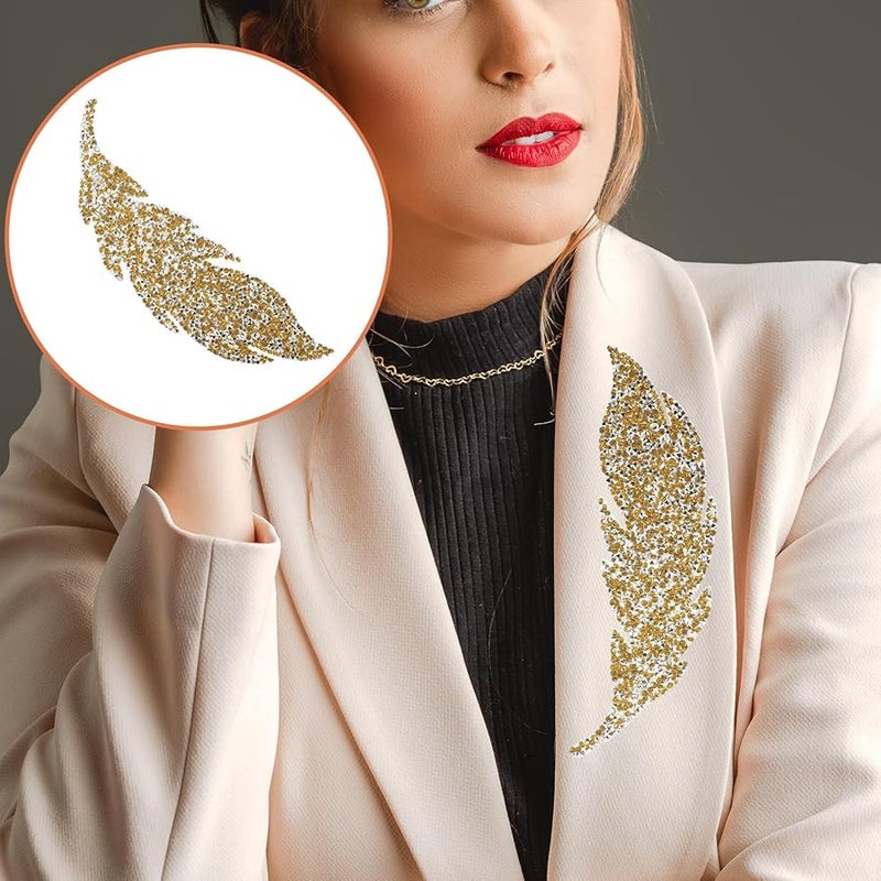 Yellow Crystal Leaf Shaped Iron On Patch For Clothing DIY Sewing Craft - Image 5